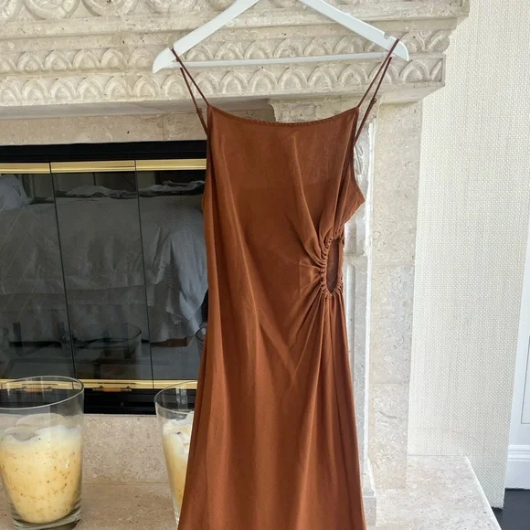 Zara Long Brown Summer Dress